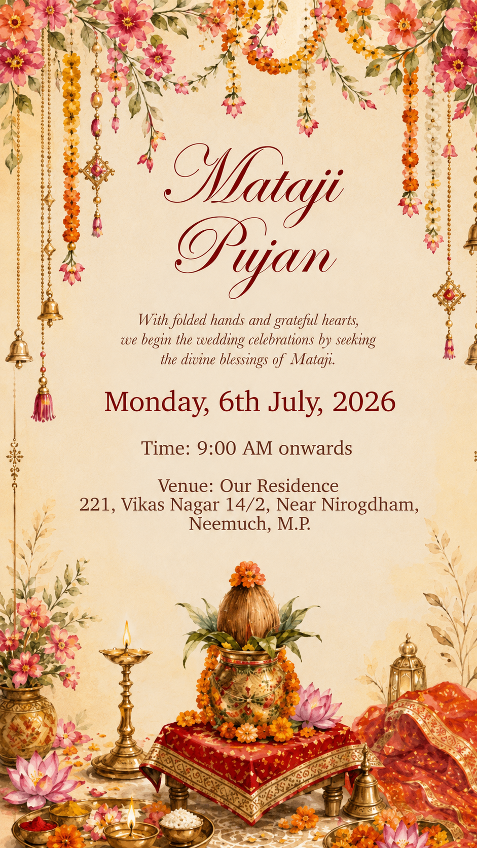 Mataji Pujan invitation artwork