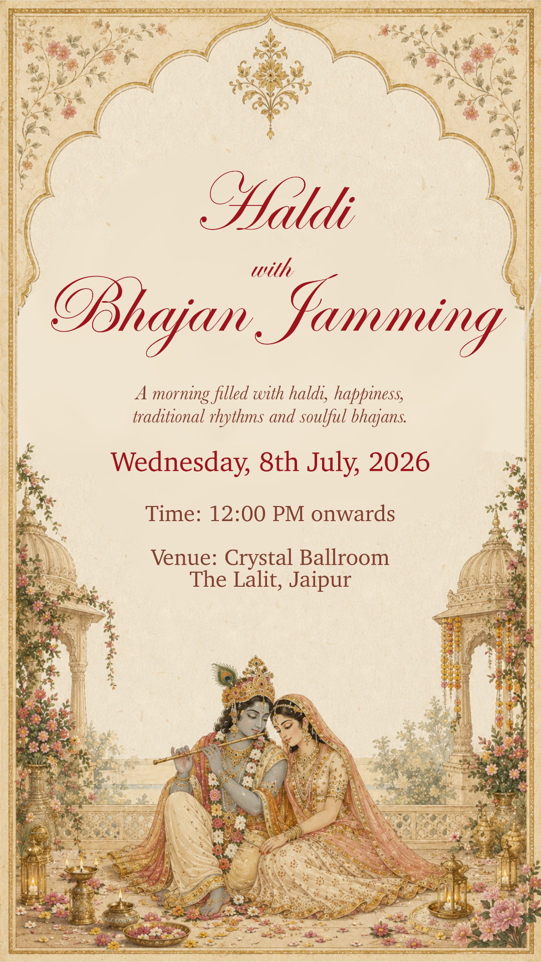 Haldi and Bhajan Jamming invitation artwork